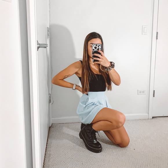 Olivaceous Dresses & Skirts - Olivaceous Baby Blue Pleated Mini Skirt